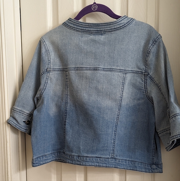 One World Short Sleeve Jean Jacket NWOT - Picture 3 of 4